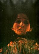Gustav Klimt en face-portratt av kvinna, painting